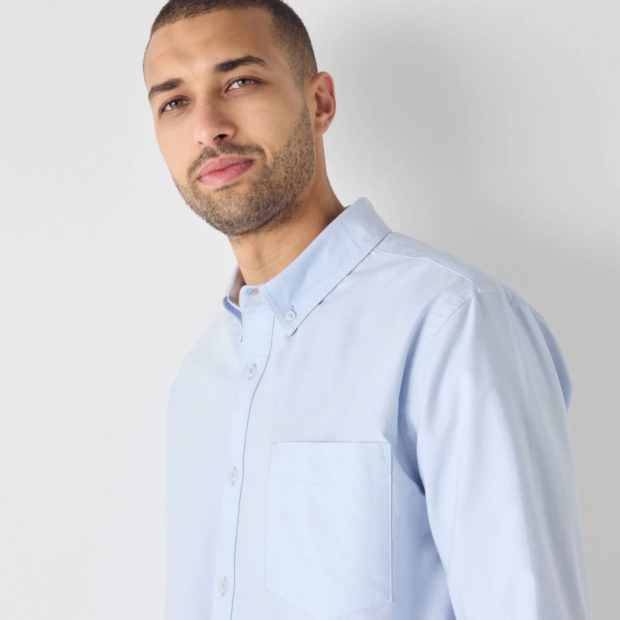 Feestoutfits Heren|T-Shirt, Hemd En Polo<Blancheporte Effen Oxford-hemd met knoopsluiting en lange mouwen hemelsblauw