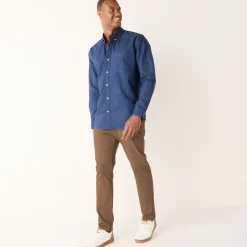 Feestoutfits Heren|T-Shirt, Hemd En Polo<Blancheporte Effen Oxford-hemd met knoopsluiting en lange mouwen leigrijsblauw