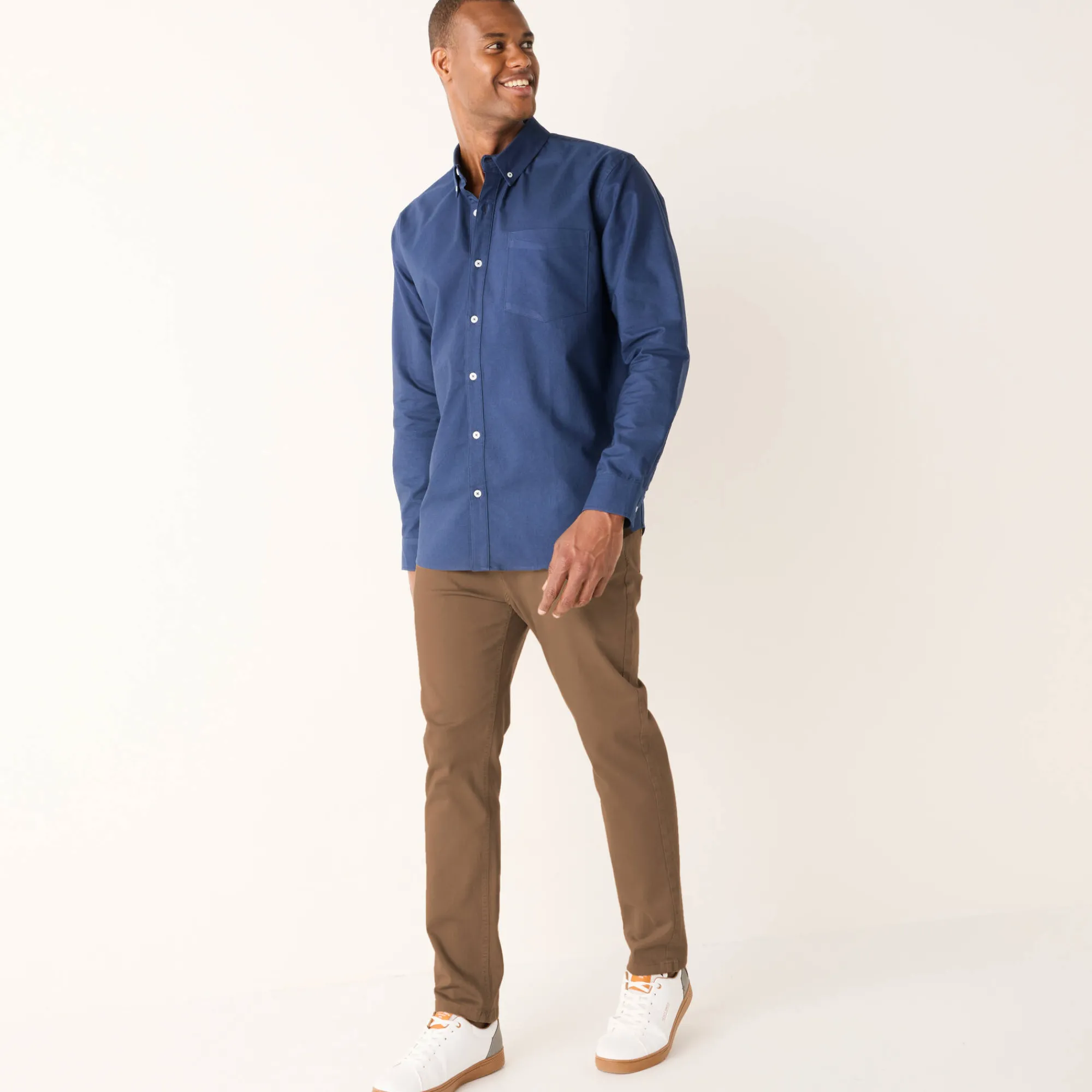 Feestoutfits Heren|T-Shirt, Hemd En Polo<Blancheporte Effen Oxford-hemd met knoopsluiting en lange mouwen leigrijsblauw