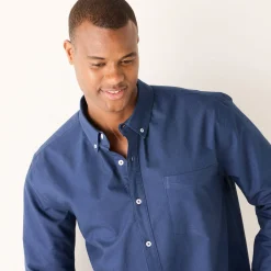 Feestoutfits Heren|T-Shirt, Hemd En Polo<Blancheporte Effen Oxford-hemd met knoopsluiting en lange mouwen leigrijsblauw