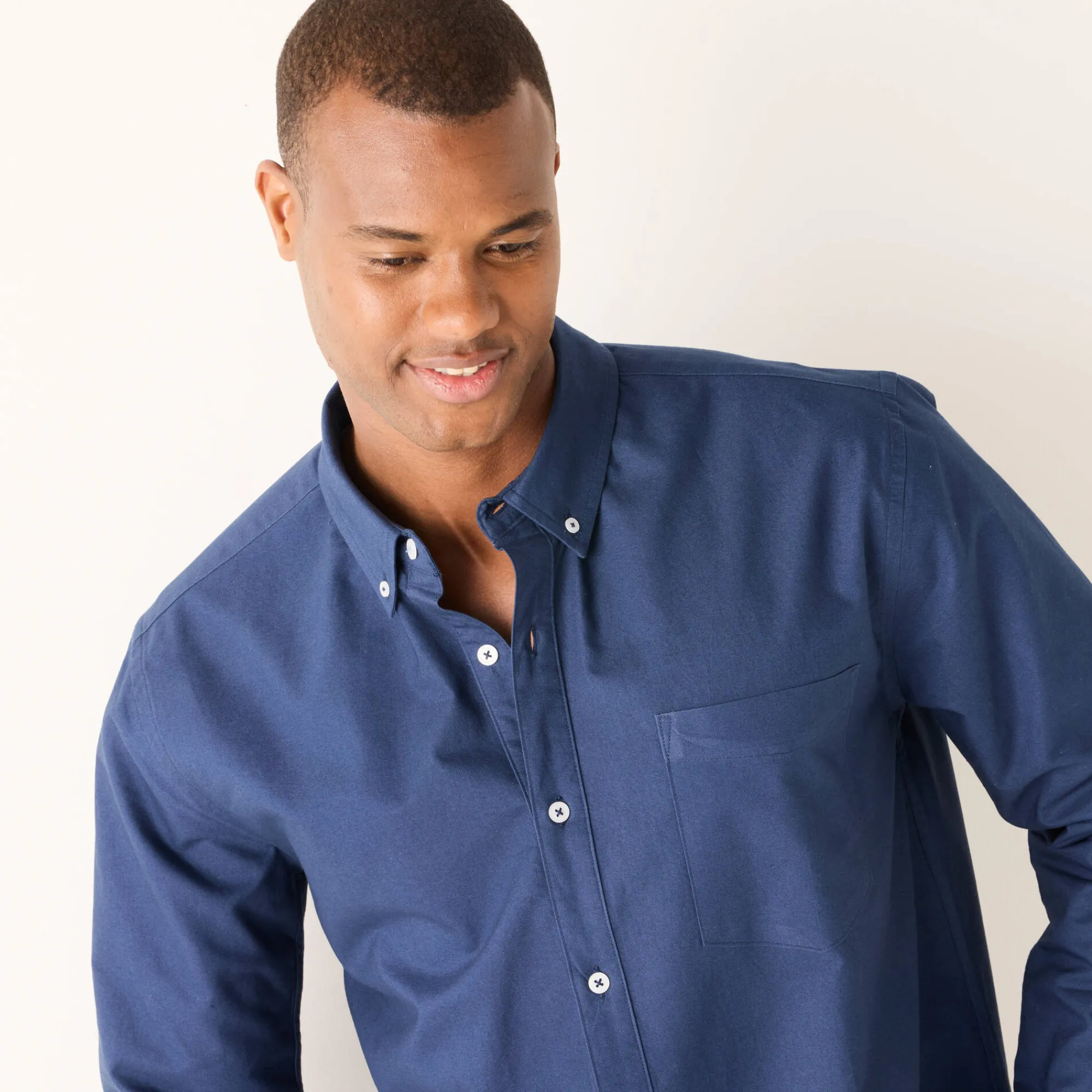 Feestoutfits Heren|T-Shirt, Hemd En Polo<Blancheporte Effen Oxford-hemd met knoopsluiting en lange mouwen leigrijsblauw