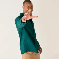 Feestoutfits Heren|T-Shirt, Hemd En Polo<Blancheporte Effen Oxford-hemd met knoopsluiting en lange mouwen eendengroen
