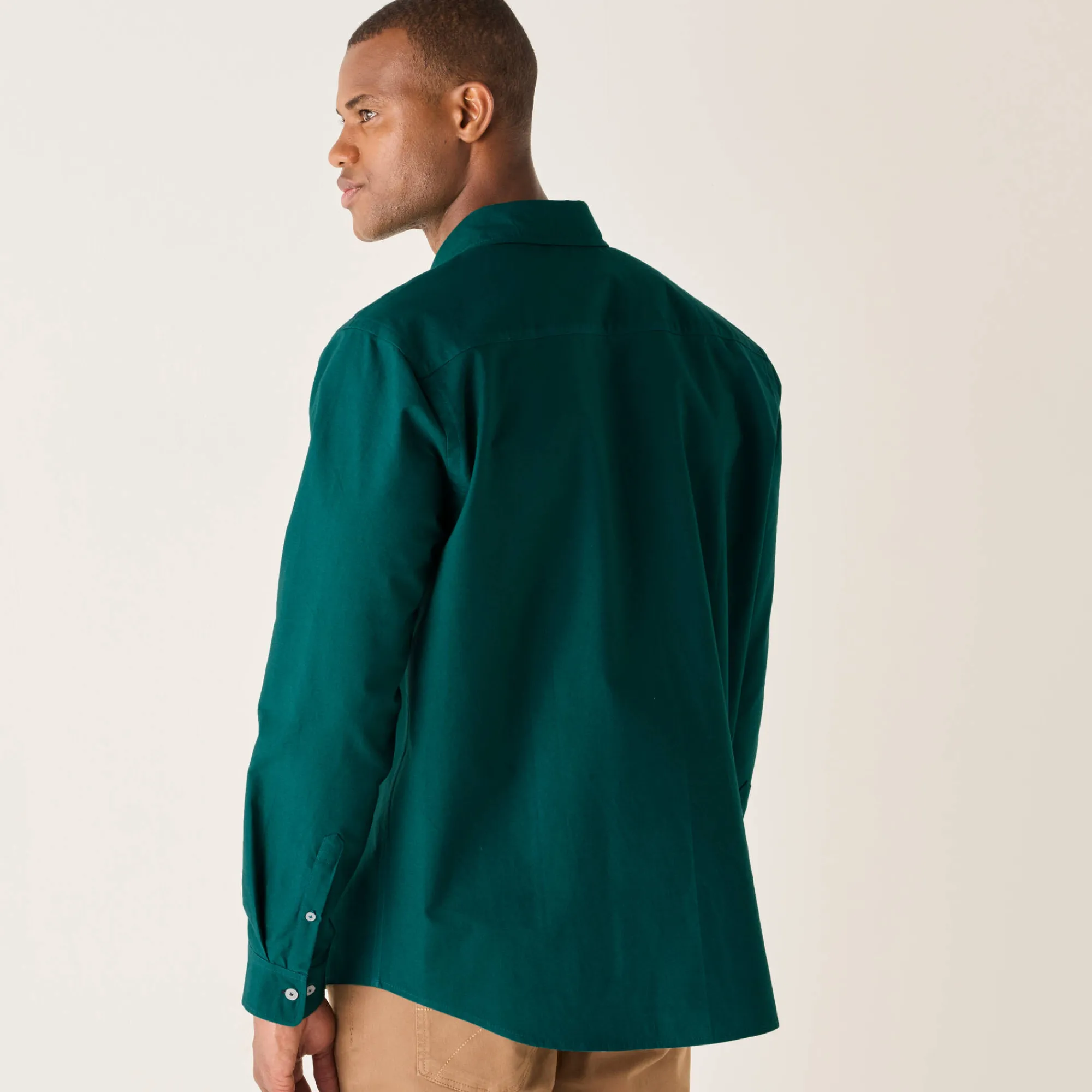 Feestoutfits Heren|T-Shirt, Hemd En Polo<Blancheporte Effen Oxford-hemd met knoopsluiting en lange mouwen eendengroen