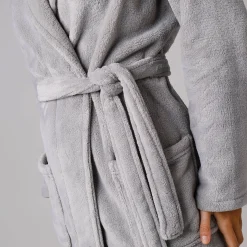 Peignoir En Kamerjas<Blancheporte Effen peignoir in fleece met pluchetouch - 92 cm lang, lange mouwen grijs