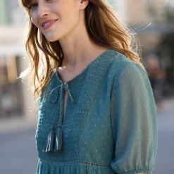 Bloes En Tuniek<Blancheporte Effen plumetis tuniek, gerecycled polyester(**) grijsgroen