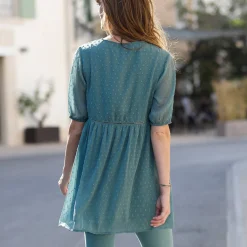Bloes En Tuniek<Blancheporte Effen plumetis tuniek, gerecycled polyester(**) grijsgroen