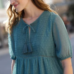 Bloes En Tuniek<Blancheporte Effen plumetis tuniek, gerecycled polyester(**) grijsgroen