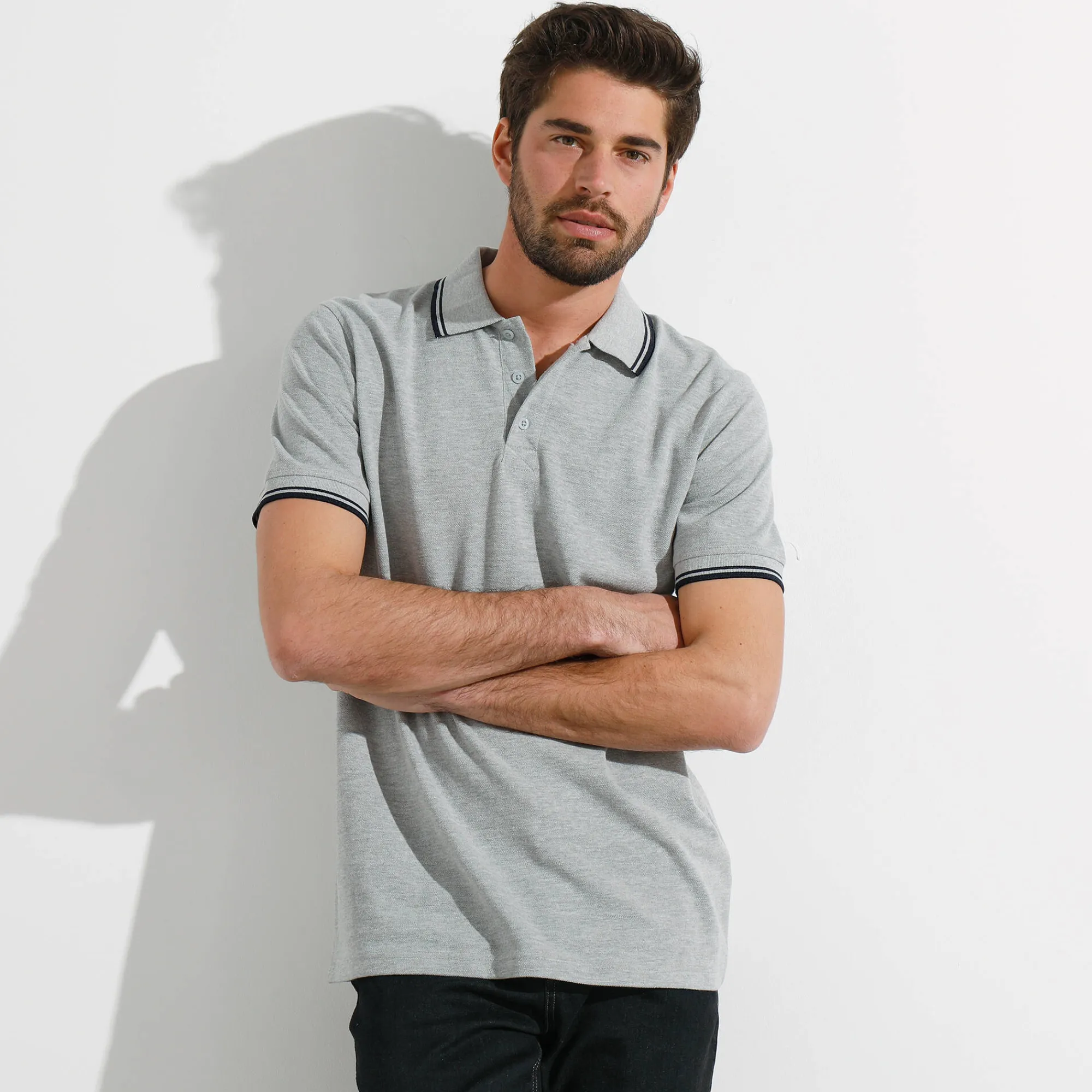 T-Shirt, Hemd En Polo<Blancheporte Effen polo in piquétricot met korte mouwen chiné grijs