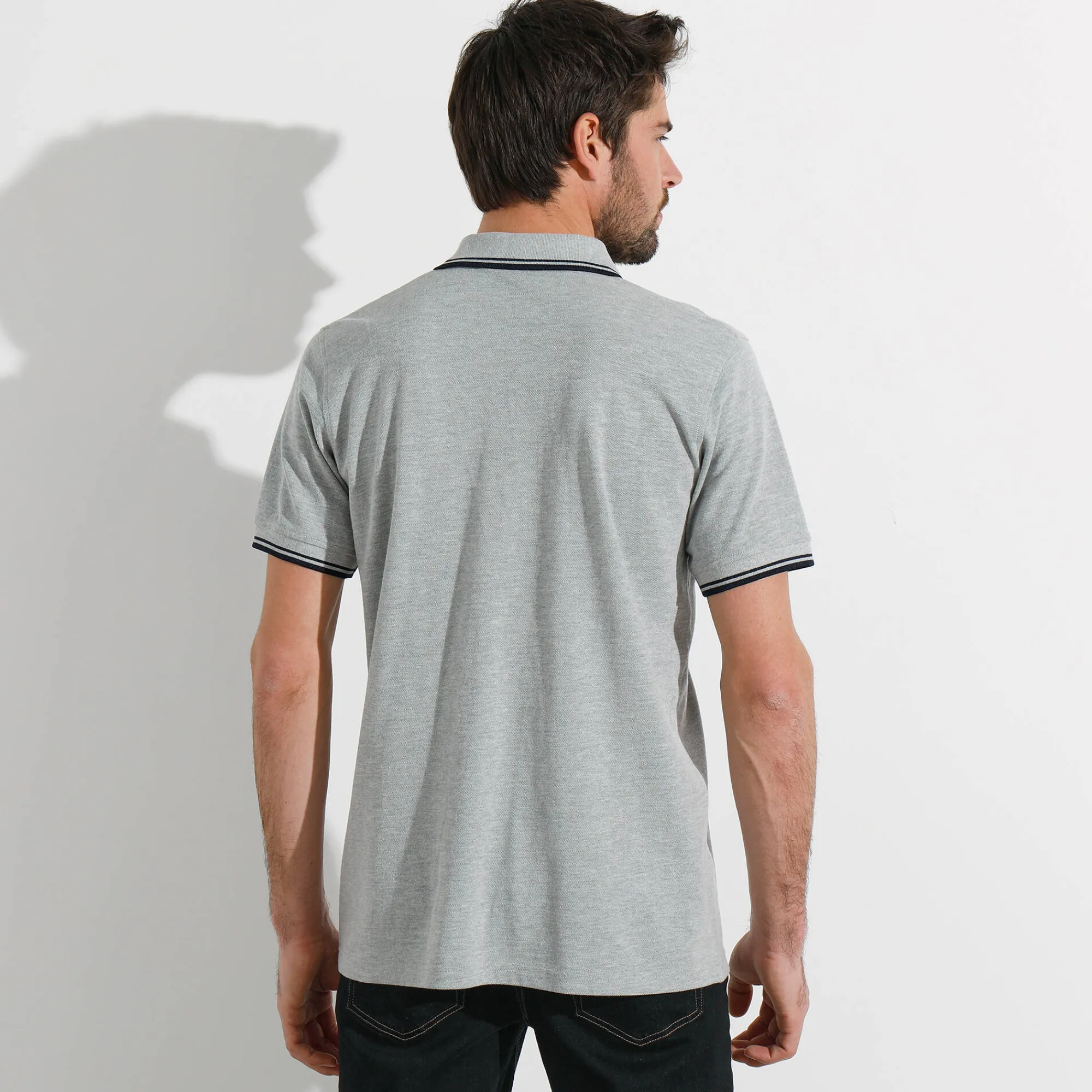 T-Shirt, Hemd En Polo<Blancheporte Effen polo in piquétricot met korte mouwen chiné grijs