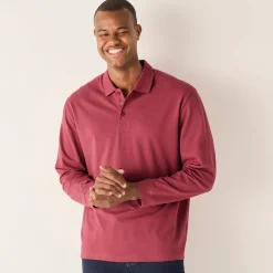 T-Shirt, Hemd En Polo<Blancheporte Effen polo in piquétricot met lange mouwen DONKERROZE