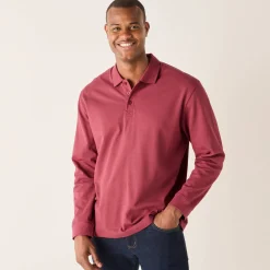 T-Shirt, Hemd En Polo<Blancheporte Effen polo in piquétricot met lange mouwen DONKERROZE