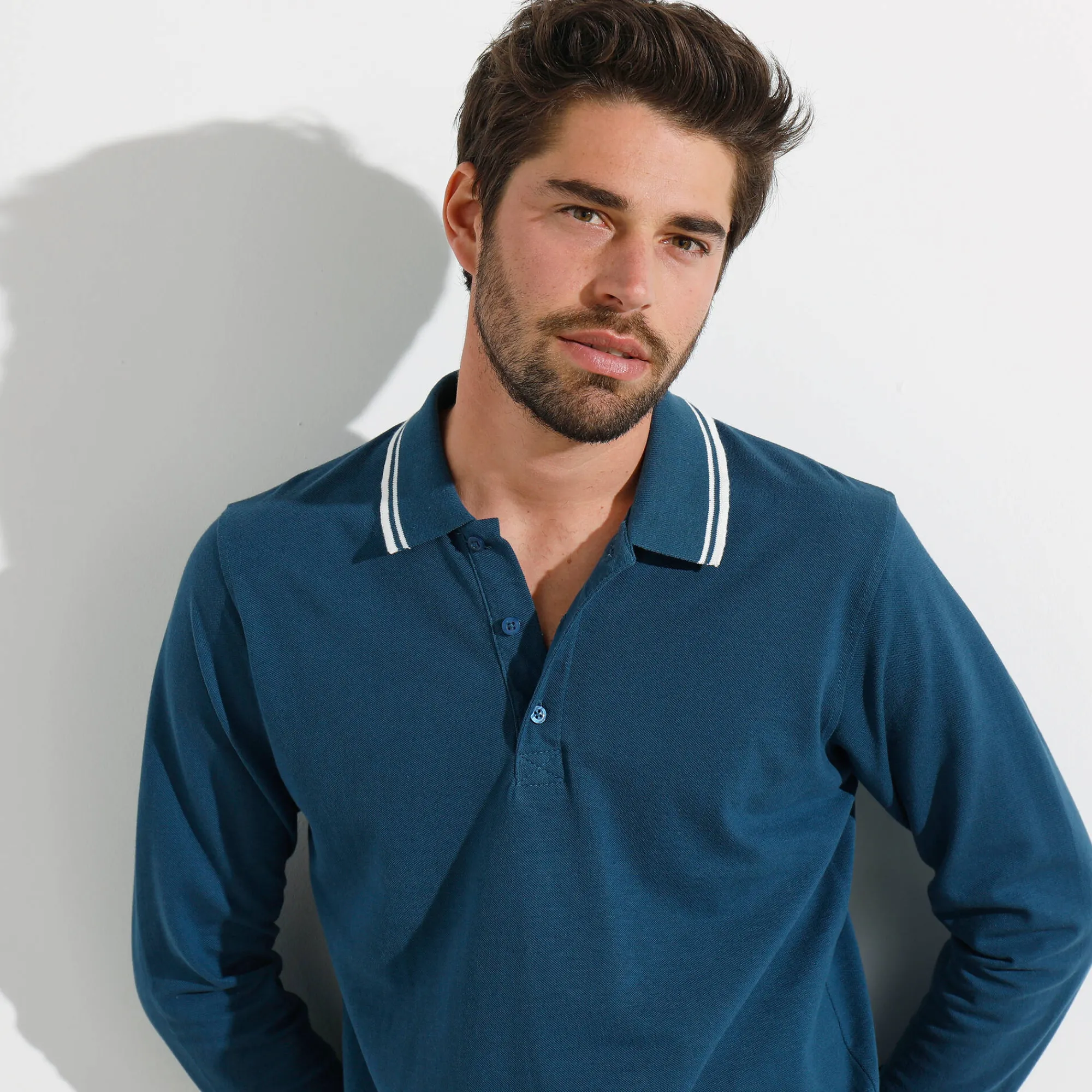 T-Shirt, Hemd En Polo<Blancheporte Effen polo in piquétricot met lange mouwen eendenblauw