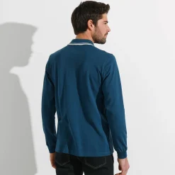 T-Shirt, Hemd En Polo<Blancheporte Effen polo in piquétricot met lange mouwen eendenblauw