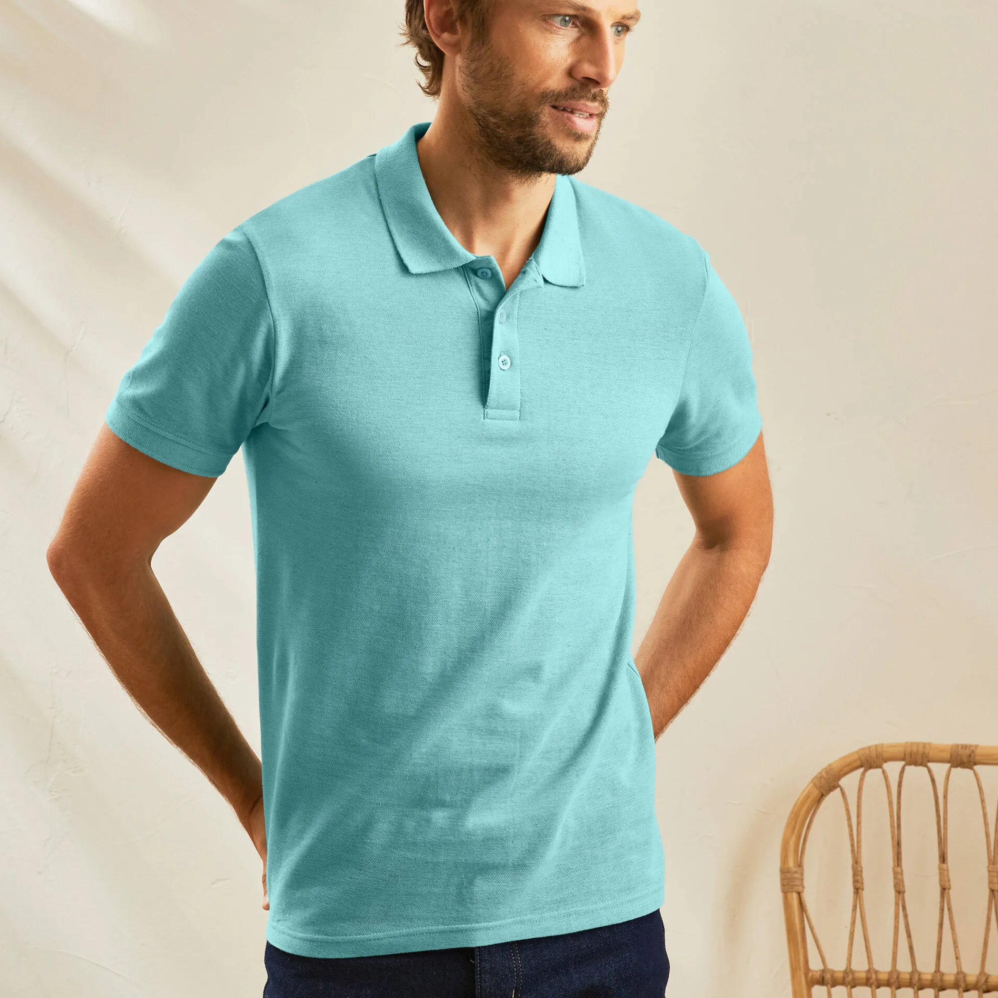T-Shirt, Hemd En Polo<Blancheporte Effen polo in piquétricot met korte mouwen watergroen