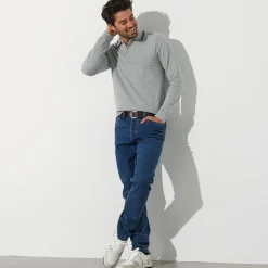 T-Shirt, Hemd En Polo<Blancheporte Effen polo in piquétricot met lange mouwen chiné grijs