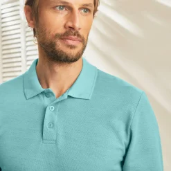T-Shirt, Hemd En Polo<Blancheporte Effen polo in piquétricot met lange mouwen watergroen
