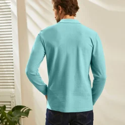 T-Shirt, Hemd En Polo<Blancheporte Effen polo in piquétricot met lange mouwen watergroen