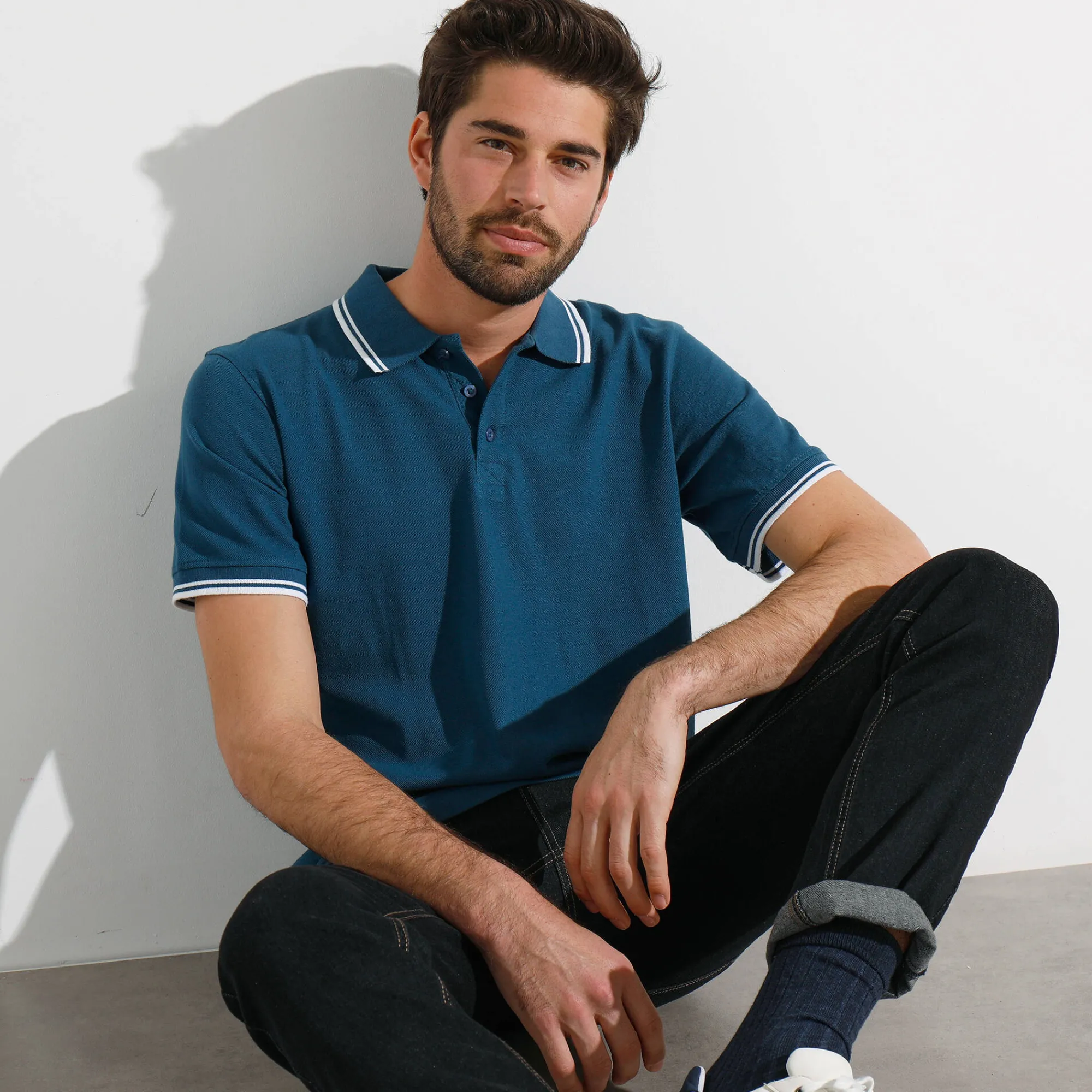 T-Shirt, Hemd En Polo<Blancheporte Effen polo in piquétricot met korte mouwen eendenblauw