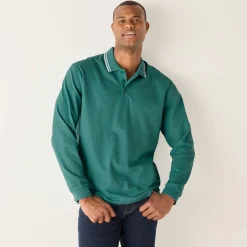T-Shirt, Hemd En Polo<Blancheporte Effen polo in piquétricot met lange mouwen celadon