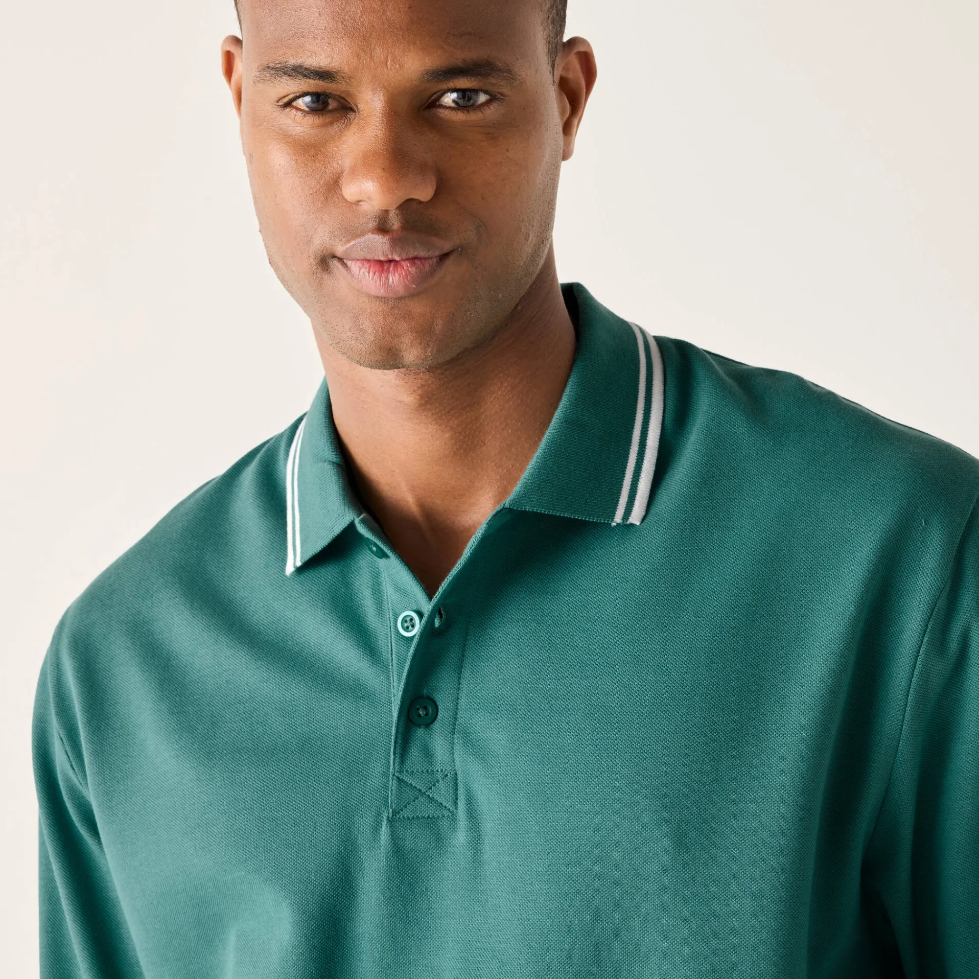 T-Shirt, Hemd En Polo<Blancheporte Effen polo in piquétricot met lange mouwen celadon