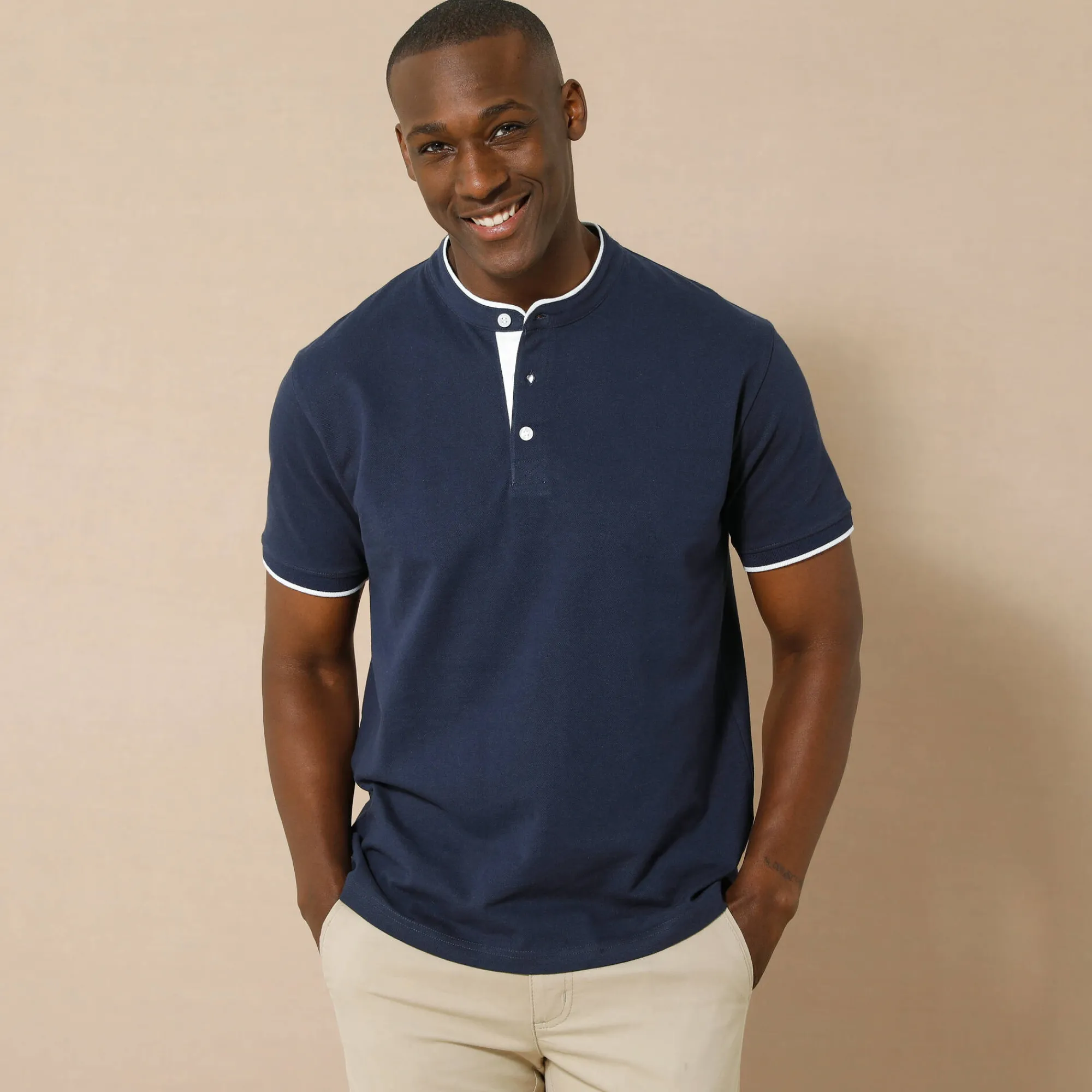 T-Shirt, Hemd En Polo<Blancheporte Effen polo in piquétricot, met maokraagje en korte mouwen marine