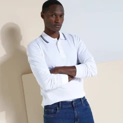 T-Shirt, Hemd En Polo<Blancheporte Effen polo in piquétricot met lange mouwen wit