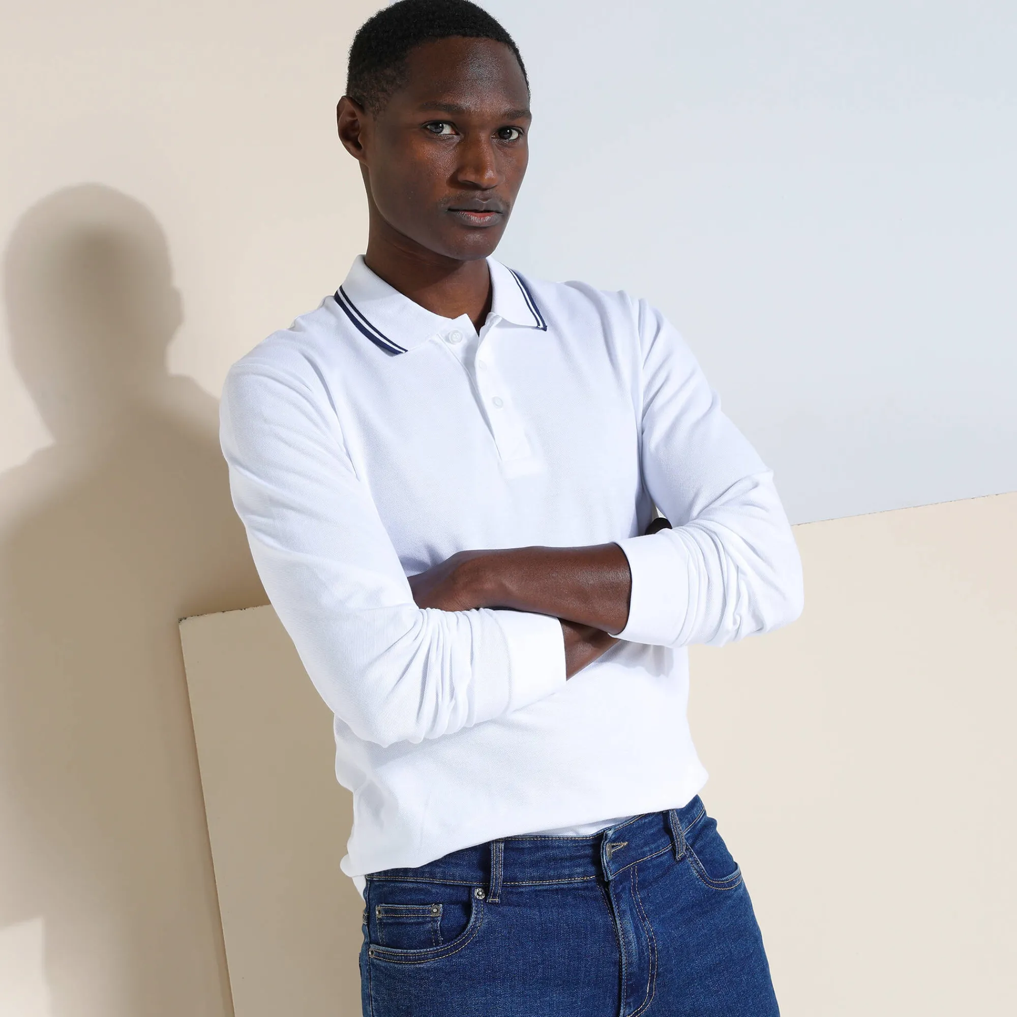 T-Shirt, Hemd En Polo<Blancheporte Effen polo in piquétricot met lange mouwen wit