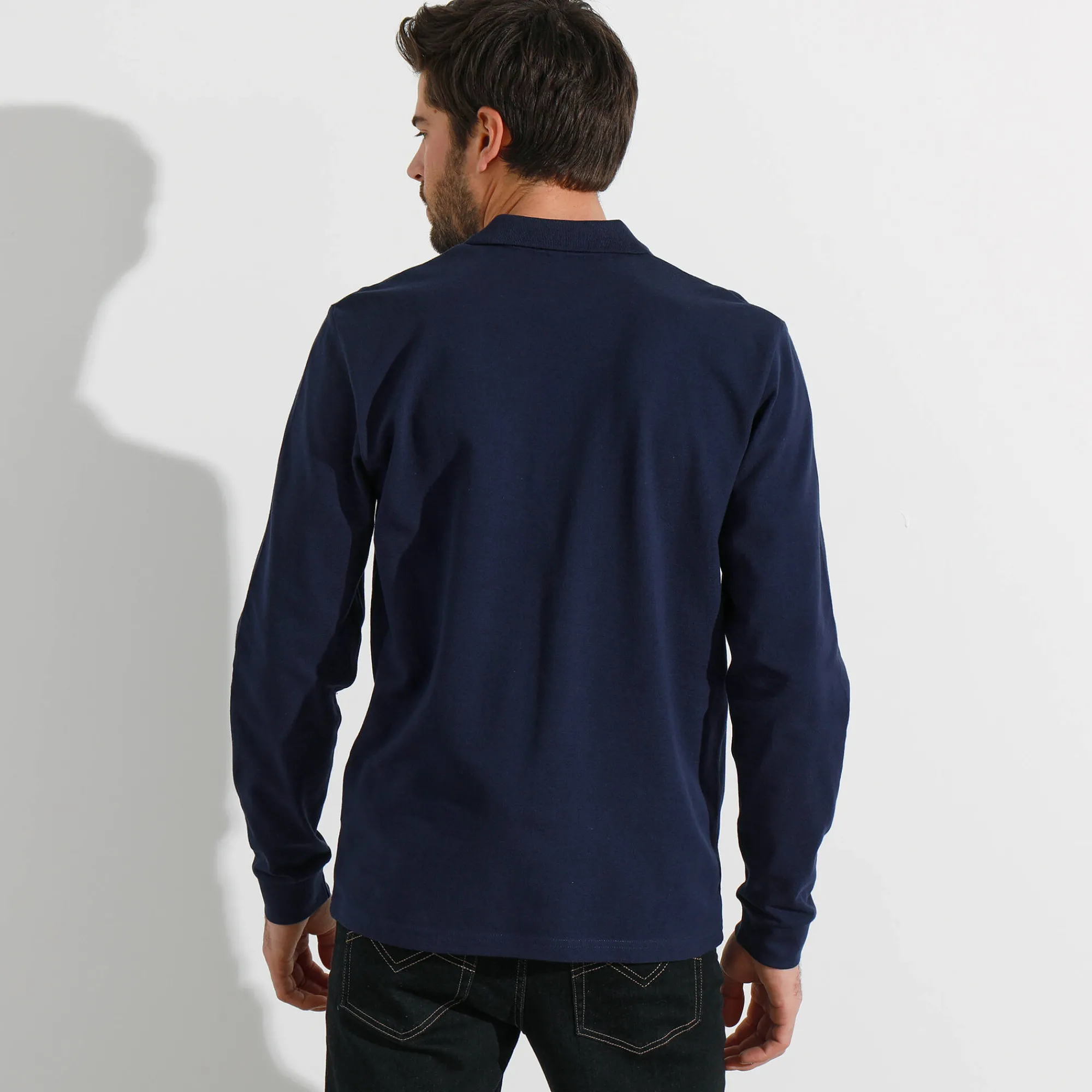 T-Shirt, Hemd En Polo<Blancheporte Effen polo in piquétricot met lange mouwen marine