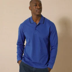 T-Shirt, Hemd En Polo<Blancheporte Effen polo in piquétricot met lange mouwen blauw