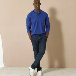 T-Shirt, Hemd En Polo<Blancheporte Effen polo in piquétricot met lange mouwen blauw