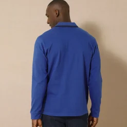 T-Shirt, Hemd En Polo<Blancheporte Effen polo in piquétricot met lange mouwen blauw