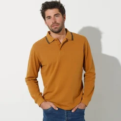T-Shirt, Hemd En Polo<Blancheporte Effen polo in piquétricot met lange mouwen honing