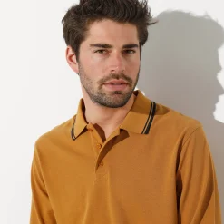 T-Shirt, Hemd En Polo<Blancheporte Effen polo in piquétricot met lange mouwen honing