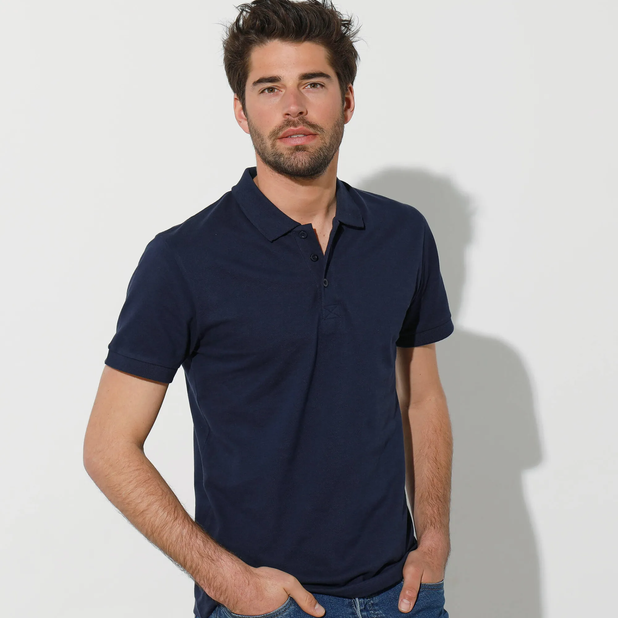 T-Shirt, Hemd En Polo<Blancheporte Effen polo in piquétricot met korte mouwen marine