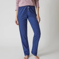Pyjama<Blancheporte Effen pyjamabroek in katoen met lintje met bloemenprint marine