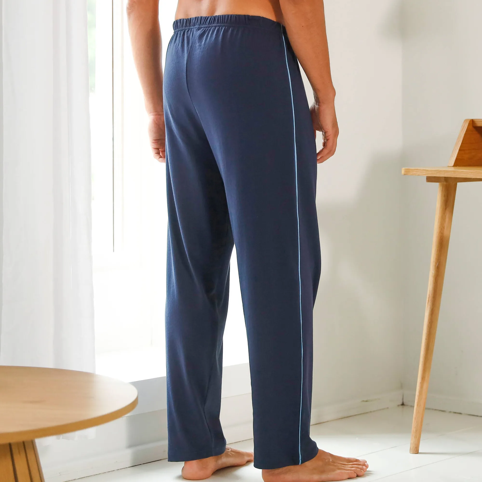 Pyjama En Kamerjas<Blancheporte Effen pyjamabroek met contrasterende piping, katoen marine