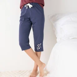 Pyjama<Blancheporte Effen 3/4-pyjamabroek met geplaatste print "Beautiful" marineblauw