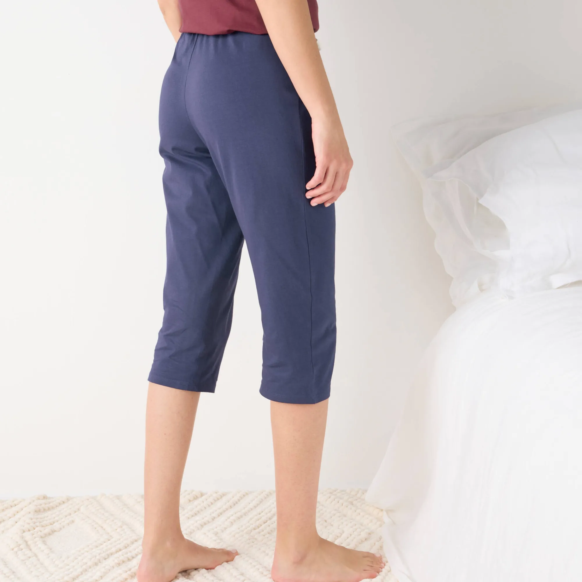 Pyjama<Blancheporte Effen 3/4-pyjamabroek met geplaatste print "Beautiful" marineblauw