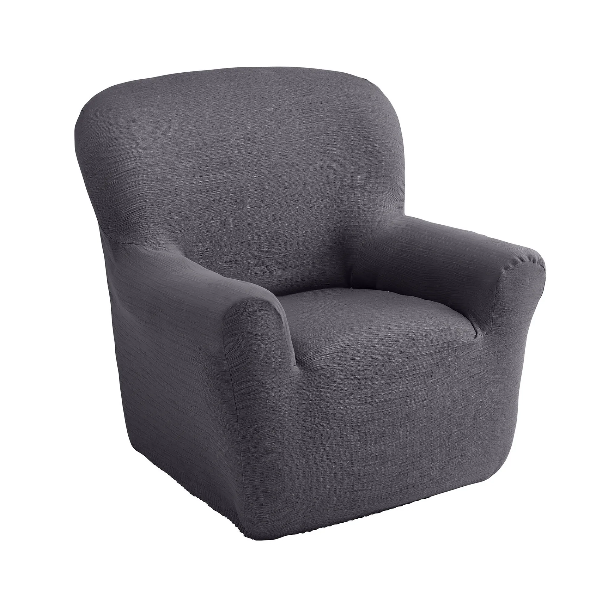 Zitbankhoes<Blancheporte Effen rekbare hoes voor fauteuil en zitbank met armleuningen grijs