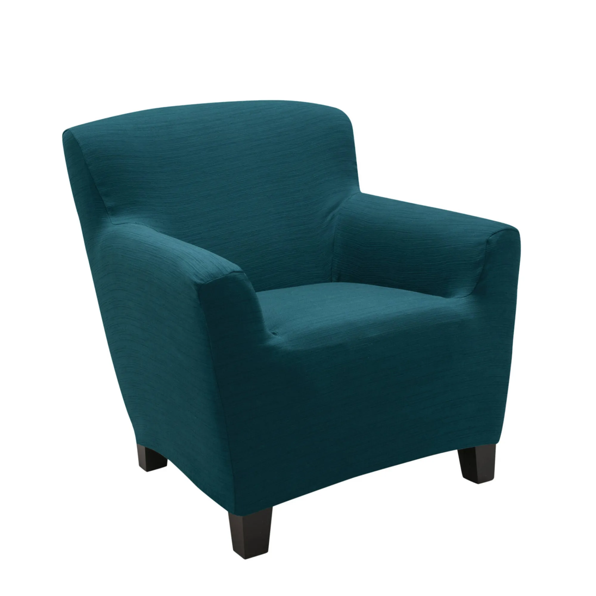 Zitbankhoes<Blancheporte Effen rekbare hoes voor fauteuil en zitbank met armleuningen eendenblauw