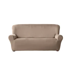 Zitbankhoes<Blancheporte Effen rekbare hoes voor fauteuil en zitbank met armleuningen taupe
