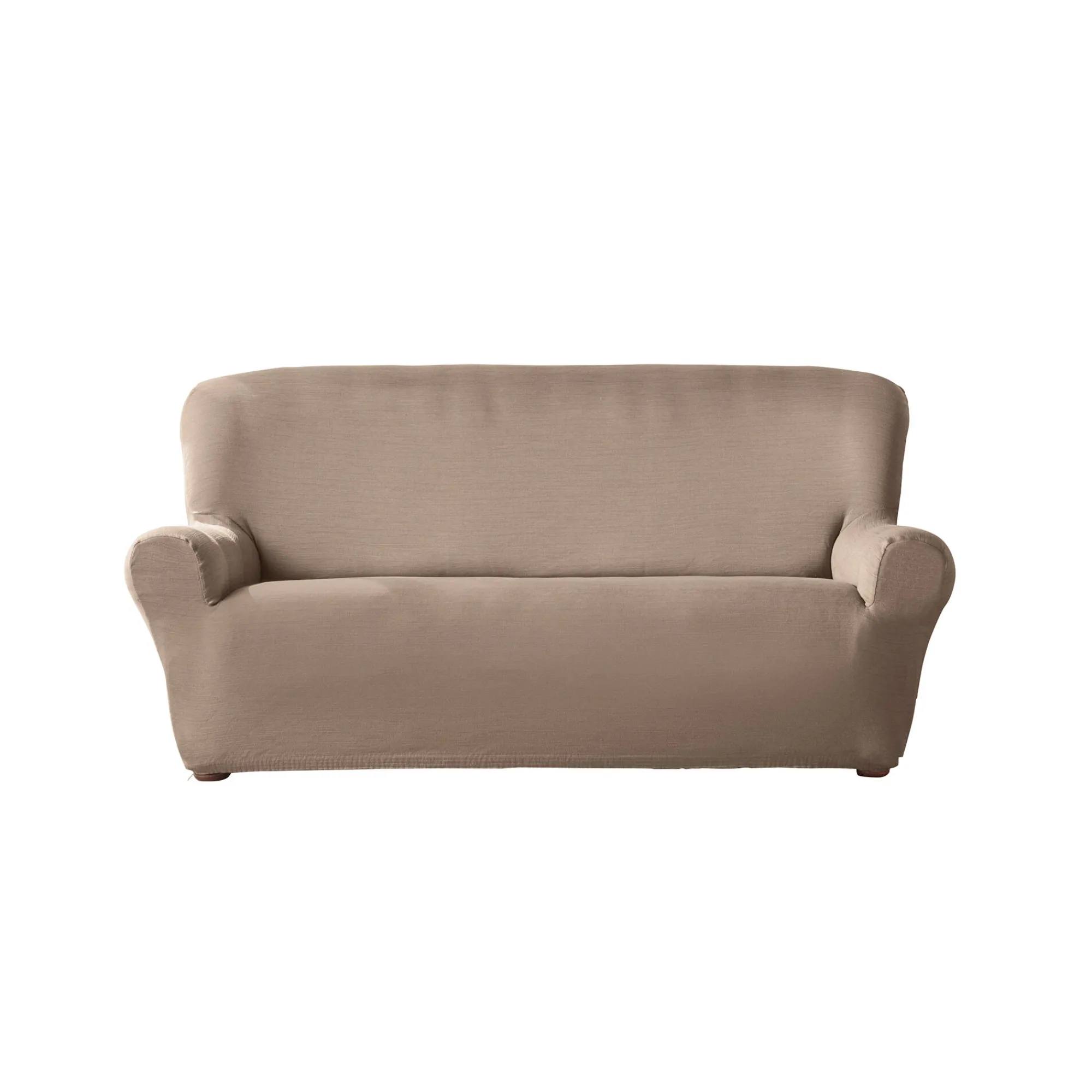 Zitbankhoes<Blancheporte Effen rekbare hoes voor fauteuil en zitbank met armleuningen taupe