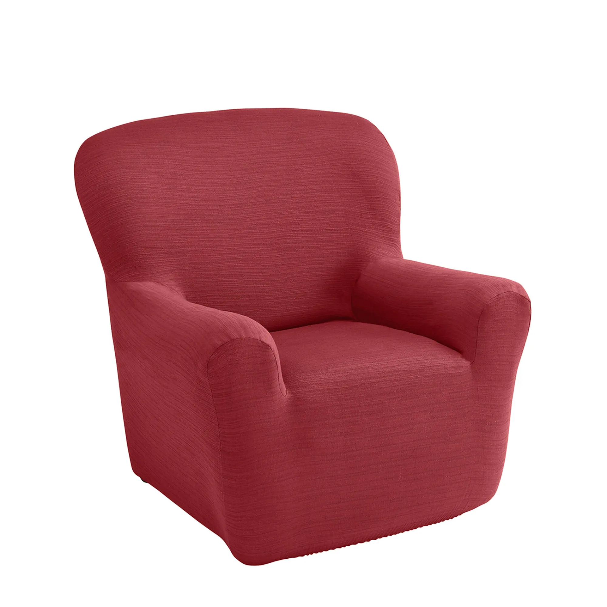 Zitbankhoes<Blancheporte Effen rekbare hoes voor fauteuil en zitbank met armleuningen bordeaux
