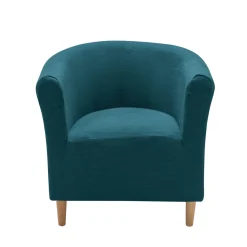 Zitbankhoes<Blancheporte Effen, rekbare hoes voor kuipzetel eendenblauw