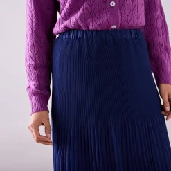 Rok<Blancheporte Effen rok in plissévoile, gerecycleerd polyester(**) - grote lengte indigo