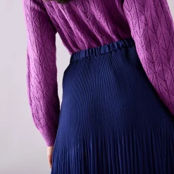 Rok<Blancheporte Effen rok in plissévoile, gerecycleerd polyester(1) - kleine lengte indigo