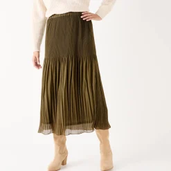 Feestoutfits Dames|Rok<Blancheporte Effen rok in plissévoile, gerecycleerd polyester(**) - grote lengte kaki