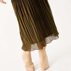Feestoutfits Dames|Rok<Blancheporte Effen rok in plissévoile, gerecycleerd polyester(**) - grote lengte kaki