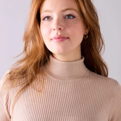 Trui En Vest<Blancheporte Effen rolkraagtrui in ribbeltricot<br> grijsbeige