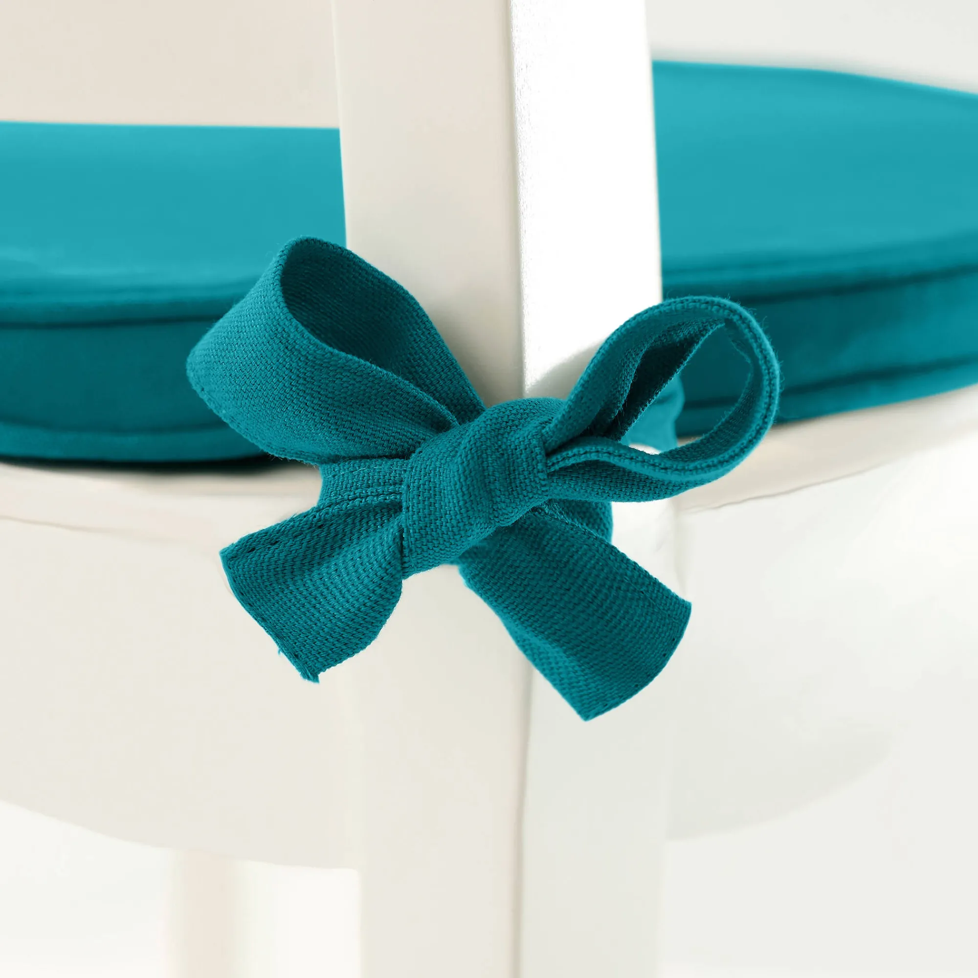 Stoelkussentje<Blancheporte Effen rond stoelkussen in zeildoekstof eendenblauw